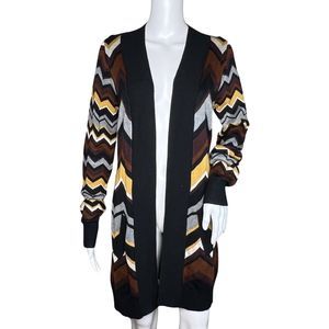 Missoni Sweater Womens Small Black Brown Chevron Longline Cardigan Target Casual